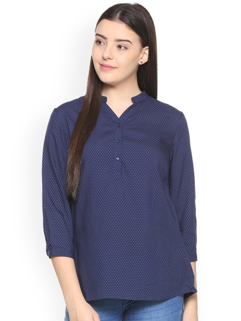 

Van Heusen Woman Women Blue Printed Jacquard Weave Top