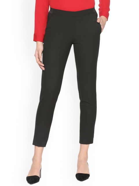 

Van Heusen Woman Women Black Regular Fit Solid Cigarette Trousers