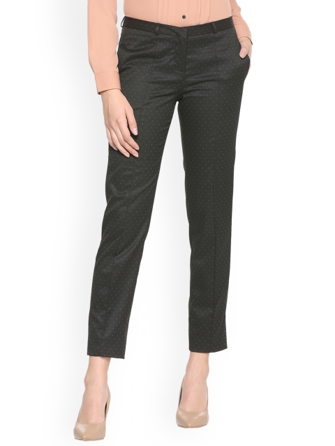 

Van Heusen Woman Women Black Regular Fit Printed Cigarette Trousers