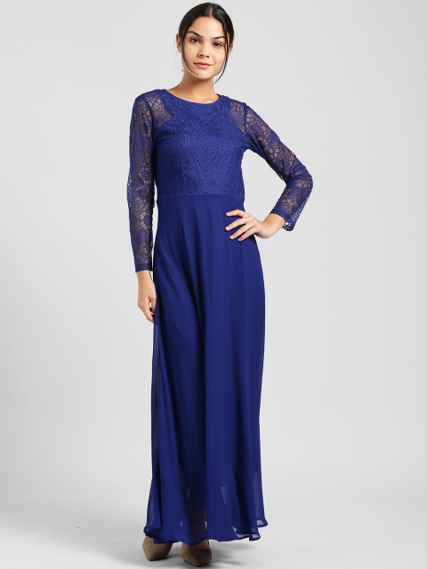 

Zink London Women Blue Embroidered Maxi Dress