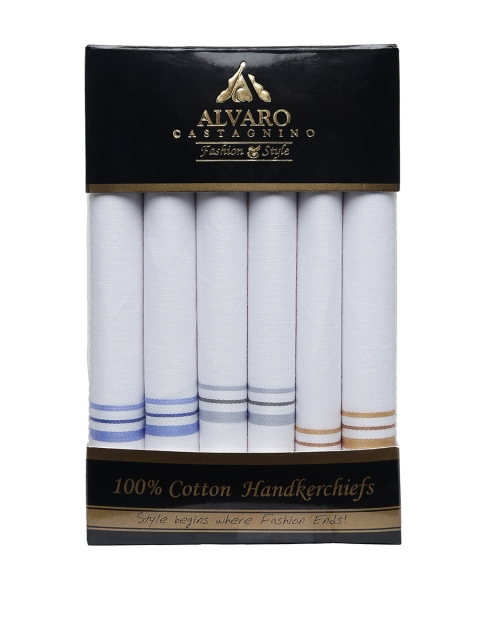 

Alvaro Castagnino Men Pack Of 6 White Striped Handkerchief Gift Set