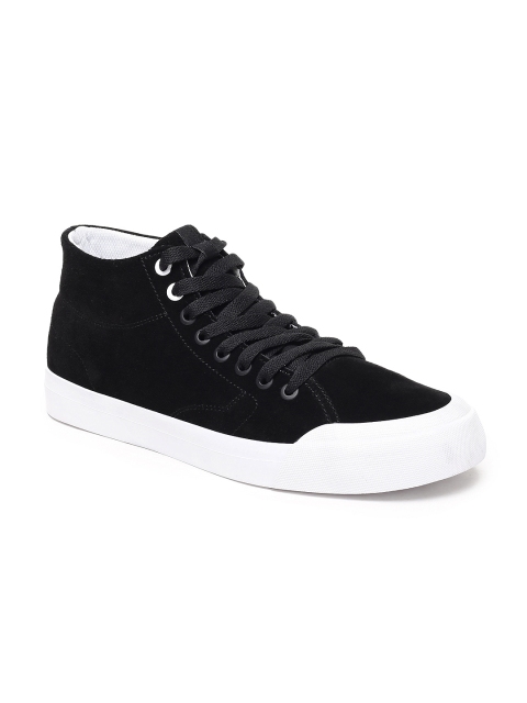 

DC Men Black Solid Synthetic Mid-Top Sneakers