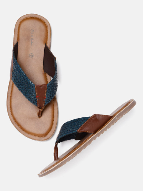 

Mast & Harbour Men Navy Blue Woven Design Comfort Sandals