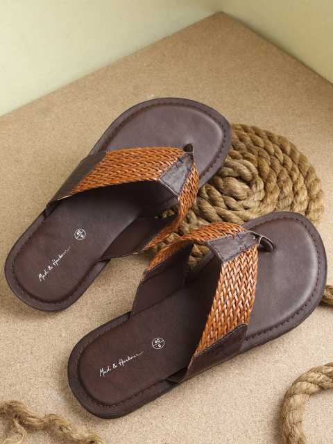 

Mast & Harbour Men Tan Woven Design Comfort Sandals