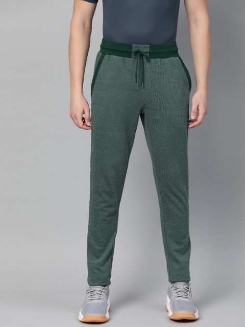 

Alcis Men Green & White Straight Fit Self Design Track Pants