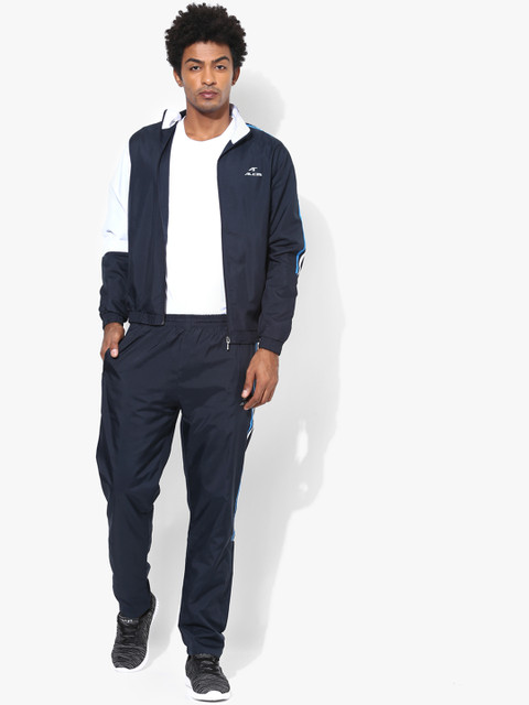

Alcis Active Run Navy Blue & White Solid Tracksuit