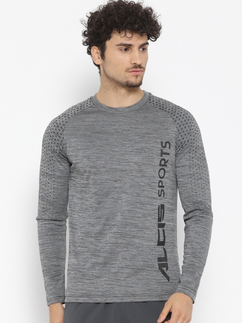 

Alcis Men Grey Self-Design Round Neck Training T-shirt