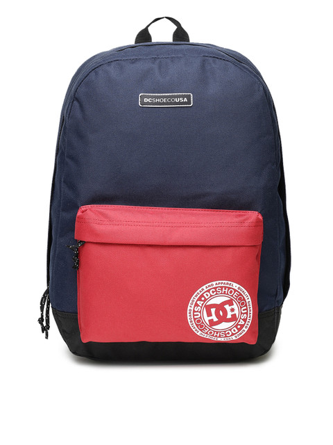 

DC Men Navy Blue & Red Colourblocked Backpack