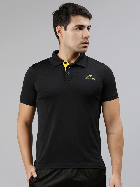 

Alcis Men Black Solid Polo Collar T-shirt