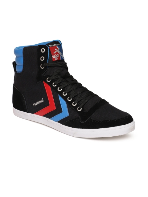 

hummel Unisex Black Solid Synthetic Mid-Top Sneakers