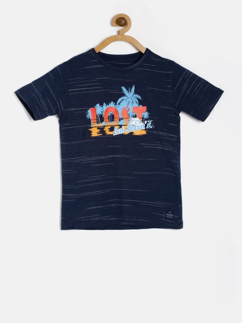 

SCULLERS Boys Navy Blue Printed Round Neck T-shirt