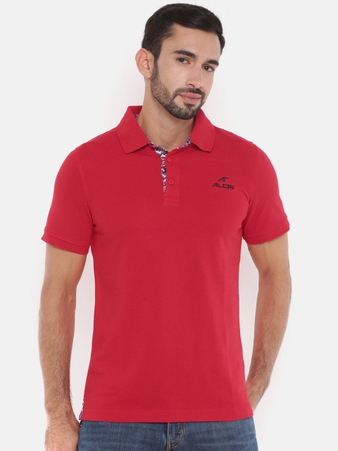 

Alcis Men Red Solid Polo Collar T-shirt