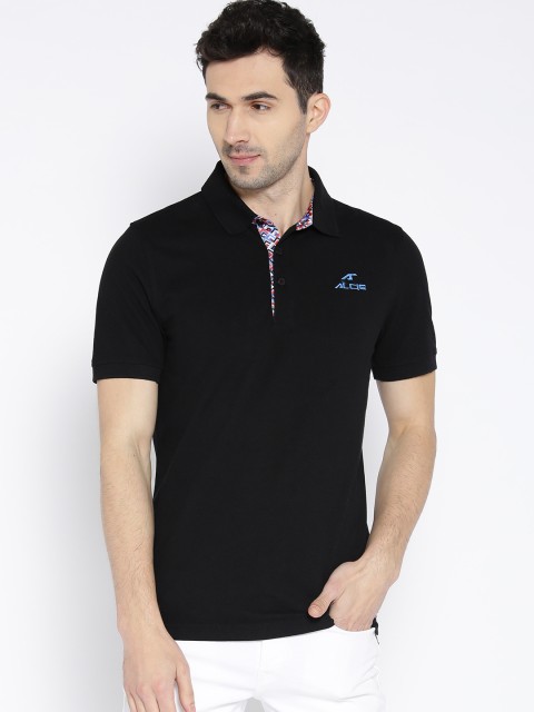 

Alcis Men Black Solid Polo Collar T-shirt
