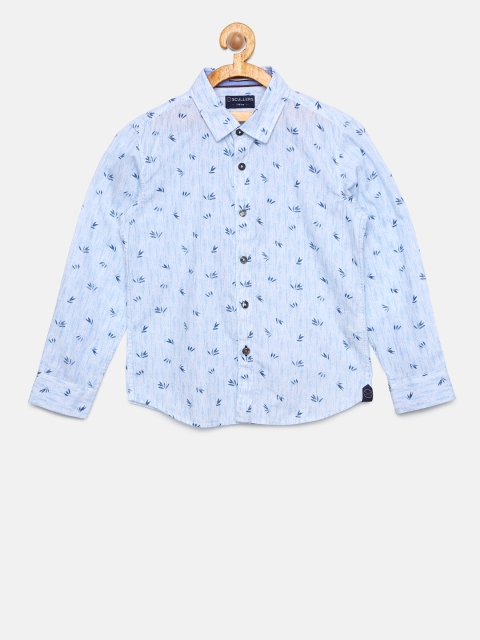 

SCULLERS Boys Blue Printed Casual Shirt