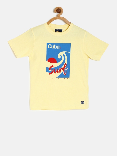 

SCULLERS Boys Yellow Printed Round Neck T-shirt