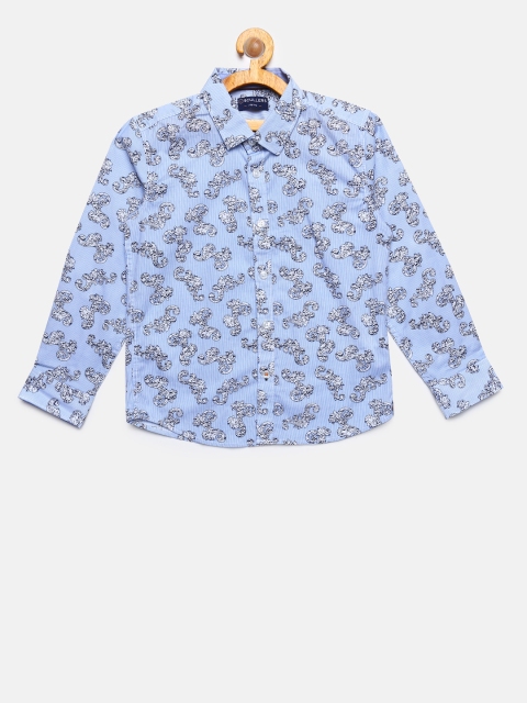 

SCULLERS Boys Blue Regular Fit Printed Casual Shirt