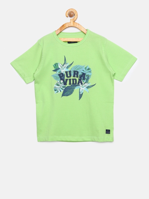 

SCULLERS Boys Green Printed Round Neck T-shirt