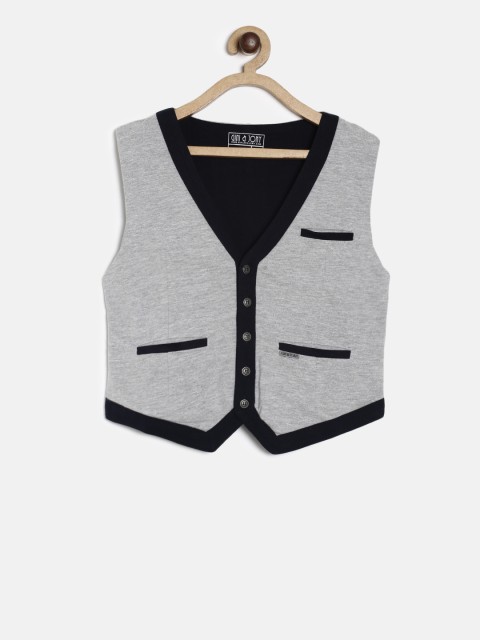 

Gini and Jony Boys Grey Solid Waistcoat, Grey melange