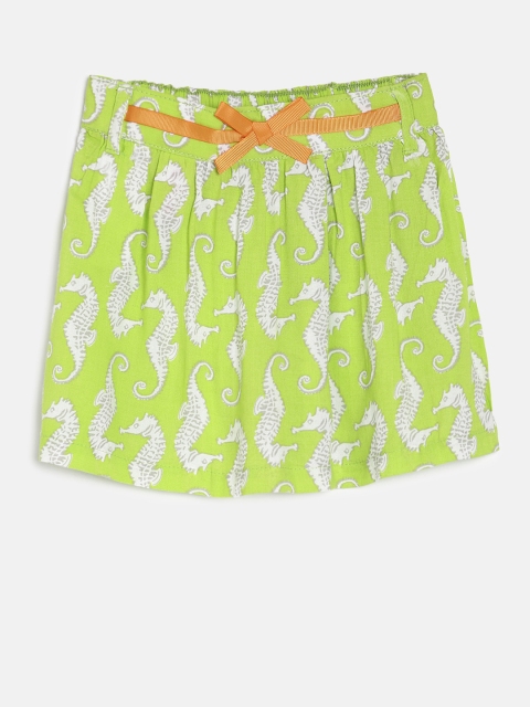 

Giny and Jony Girls Green Printed Flared Skirt