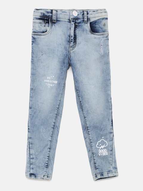

Gini and Jony Girls Blue Regular Fit Mid-Rise Low Distress Stretchable Jeans