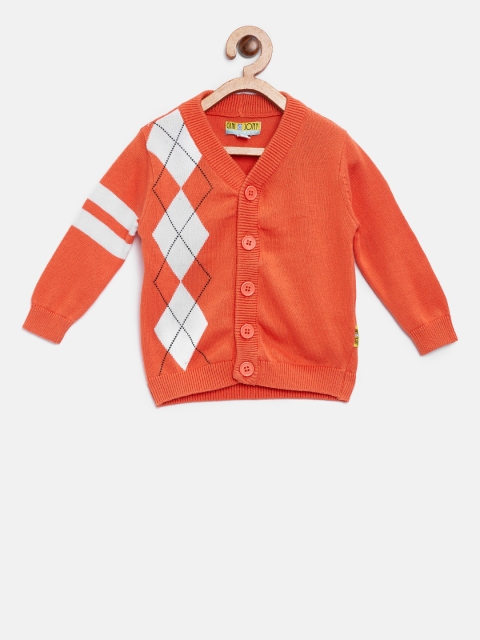 

Gini and Jony Boys Orange & White Argyle Cardigan
