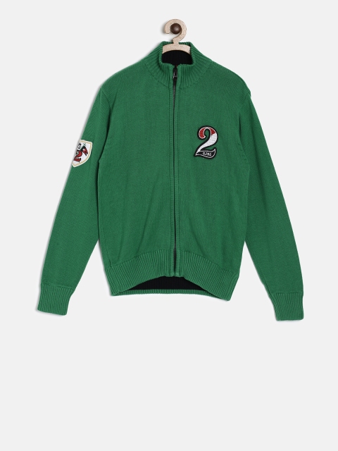 

Gini and Jony Boys Green Solid Cardigan