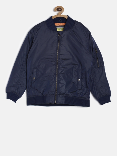 

Gini and Jony Boys Navy Blue Solid Bomber Jacket