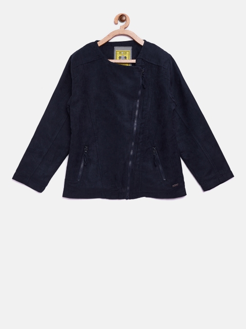 

Gini and Jony Girls Navy Blue Solid Asymmetric Closure Tailored Jacket