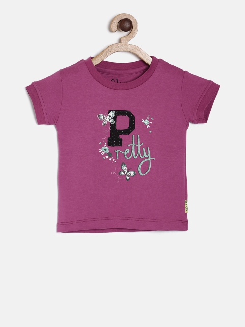 

Gini and Jony Girls Magenta Printed T-shirt