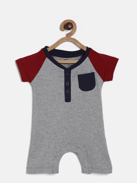 

Gini & Jony Boys Grey Melange Solid Romper