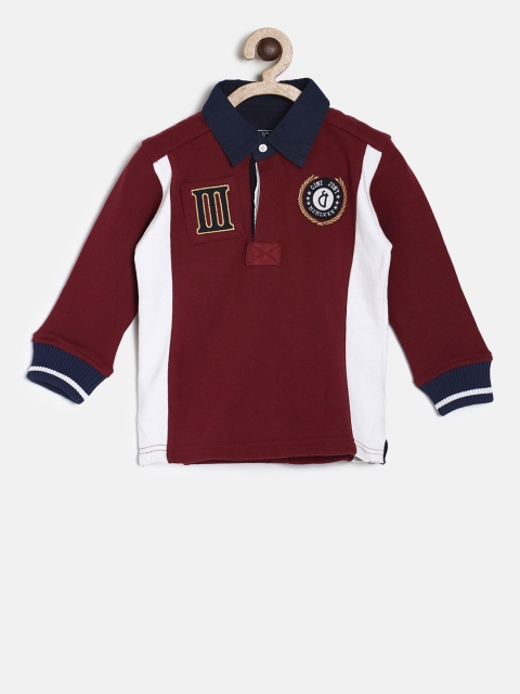 

Gini and Jony Boys Maroon & White Colourblocked Sweatshirt