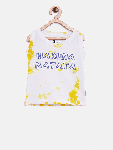 

Gini and Jony Boys White & Yellow Dyed Round Neck T-shirt