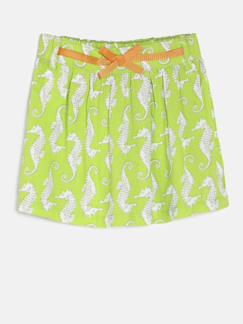 

Gini and Jony Girls Green Printed Flared Skirt