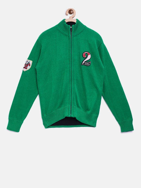 

Gini and Jony Boys Green Solid Cardigan