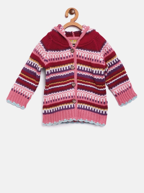 

Gini and Jony Girls Multicoloured Striped Hooded Cardigan, Multi