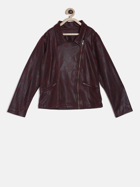 

Gini and Jony Girls Maroon Solid Tailored Jacket