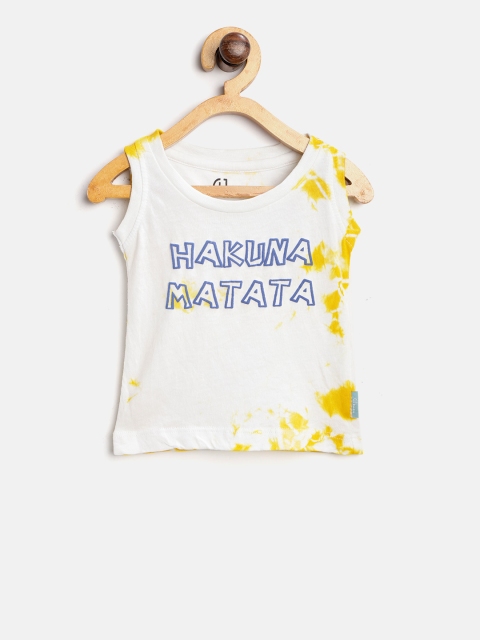 

Gini and Jony Boys Off-White & Yellow Dyed Round Neck T-shirt