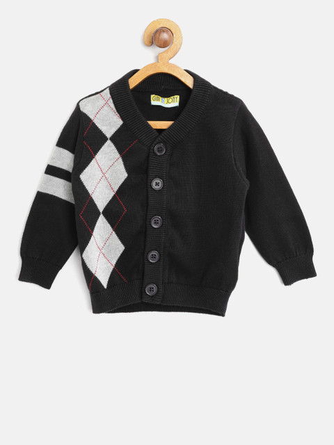 

Gini and Jony Boys Black & Grey Melange Argyle Pattern Cardigan