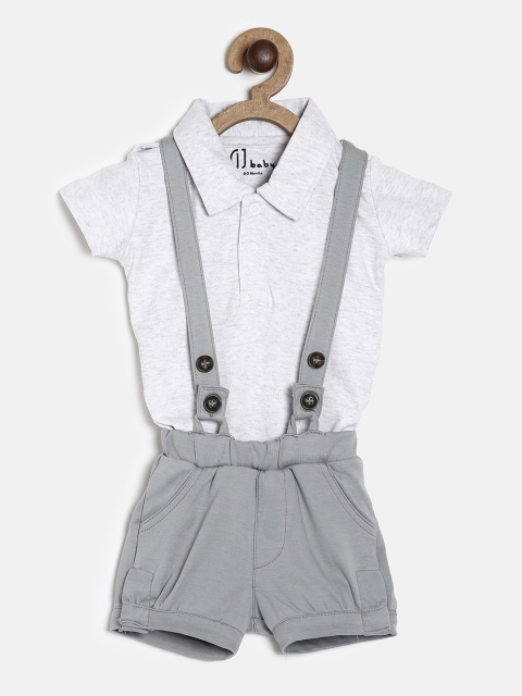 

Gini and Jony Boys Grey Melange Solid T-shirt with Shorts