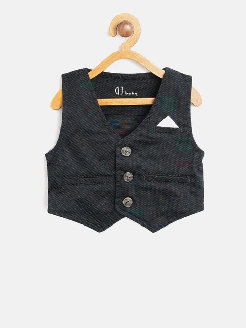 

Gini and Jony Boys Black Self-Design Pure Cotton Waistcoat