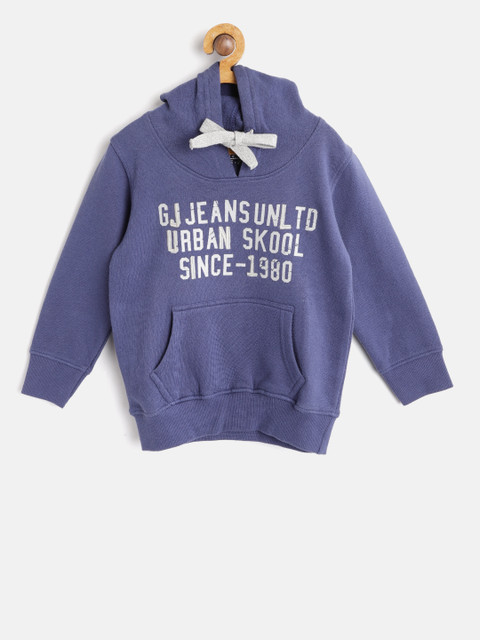 

Gini and Jony Boys Navy Blue Printed Hooded Sweatshirt