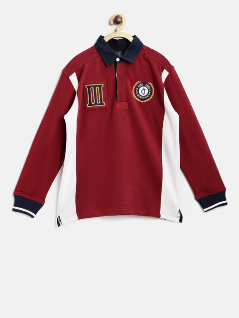 

Gini and Jony Boys Maroon & White Colourblocked Sweatshirt