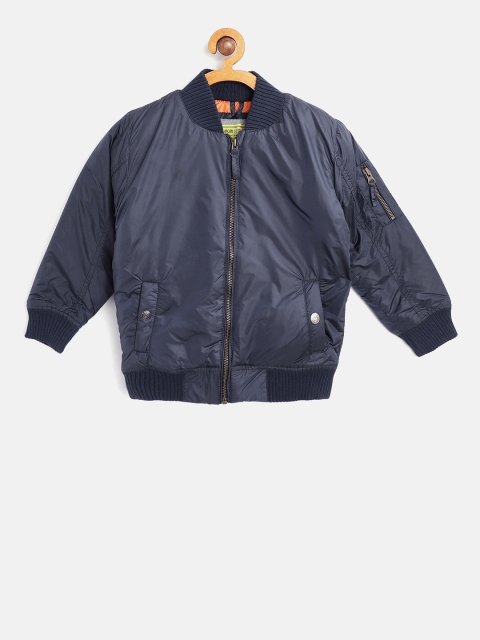 

Gini and Jony Boys Navy Blue Solid Bomber Jacket