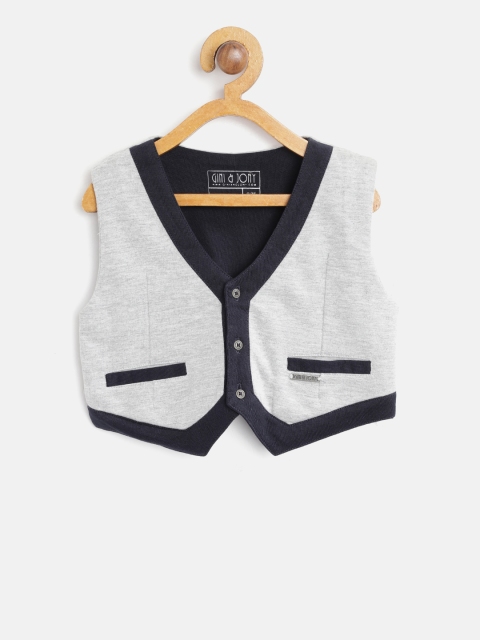 

Gini and Jony Boys Grey Melange & Navy Blue Waistcoat