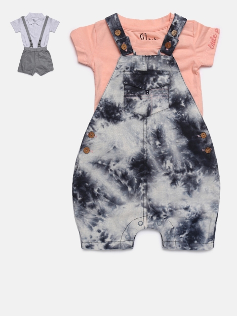 

Gini and Jony Girls Peach-Coloured Solid T-shirt with Dungarees