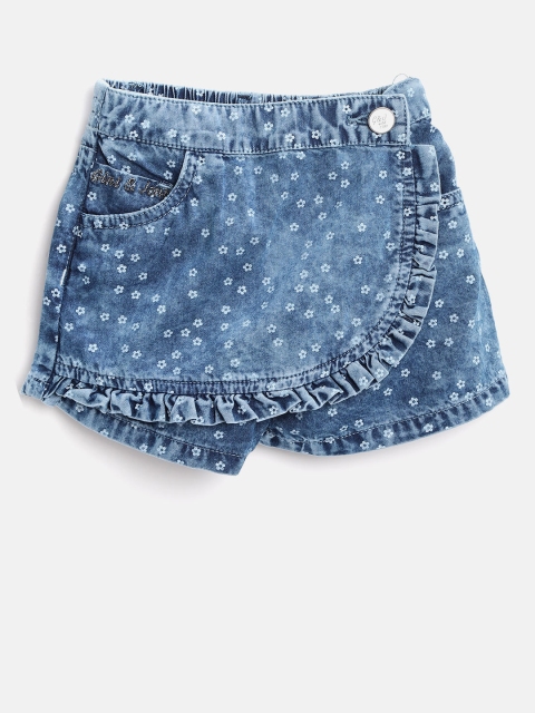 

Gini and Jony Girls Blue Denim Printed Pure Cotton Pure Cotton Skorts