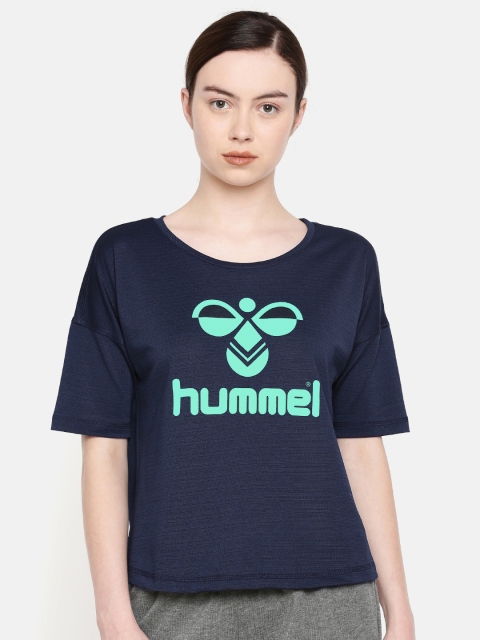 

hummel Women Navy Blue Printed Round Neck T-shirt
