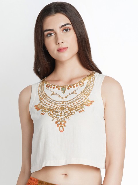 

AKKRITI BY PANTALOONS Off-White Printed Top
