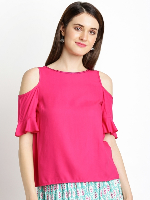 

AKKRITI BY PANTALOONS Women Pink Solid Top