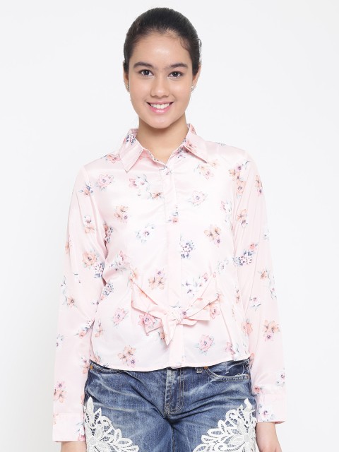 

Natilene Girls Peach-Coloured Regular Fit Printed Casual Shirt